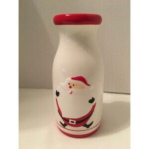 Avon Christmas Santa Ceramic Milk Bottle EUC!  Holiday St. Nick